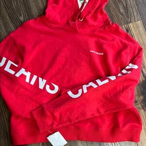 Calvin Klein Red Hoodie Sweatshirt size large